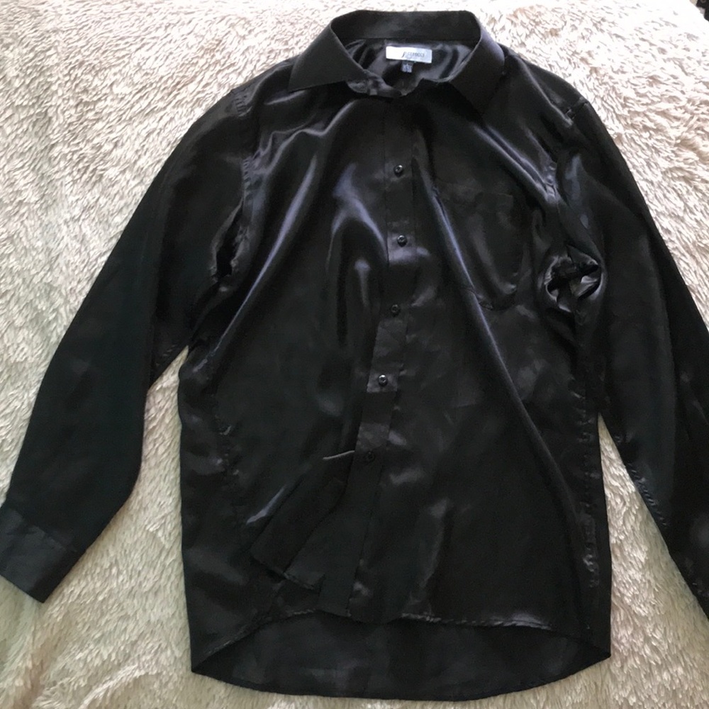 black satin dress shirt